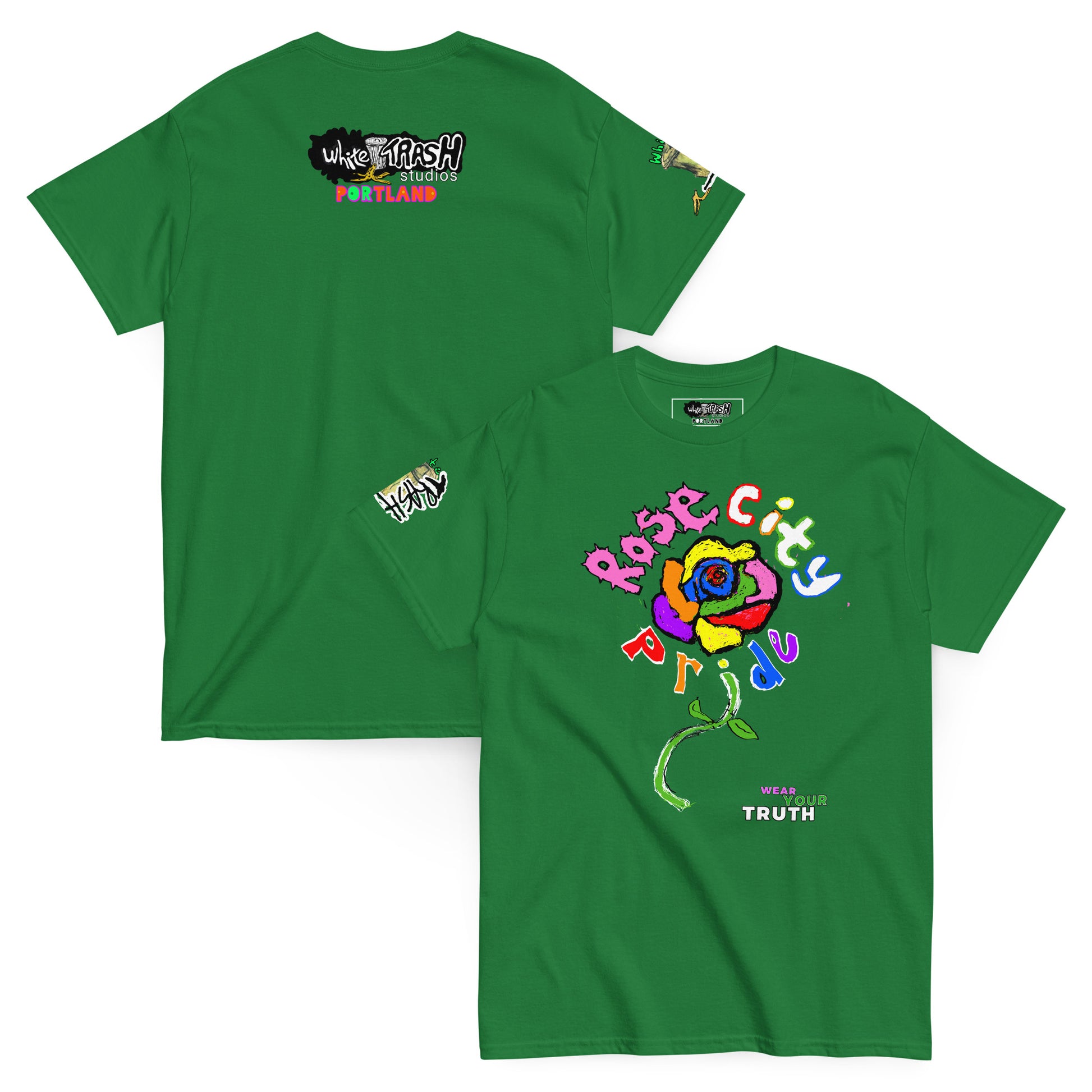 White Trash Studios Portland Original Art Graphic t-shirt  in Green