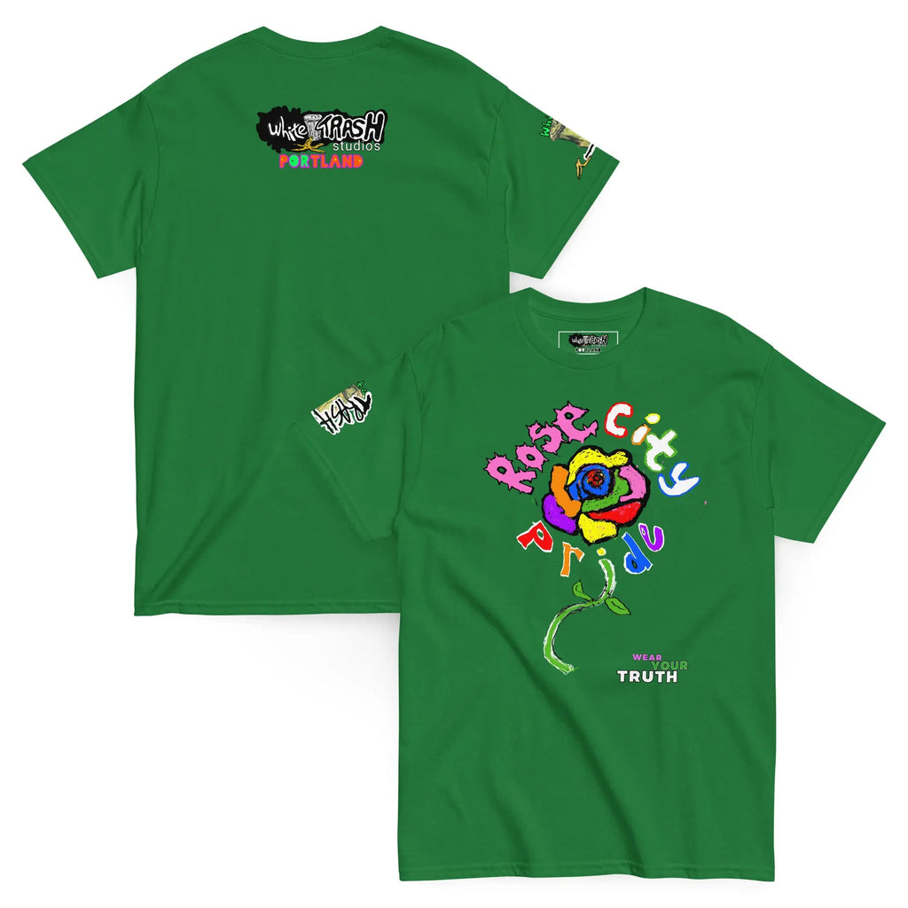 White Trash Studios Portland Original Art Graphic t-shirt  in Green