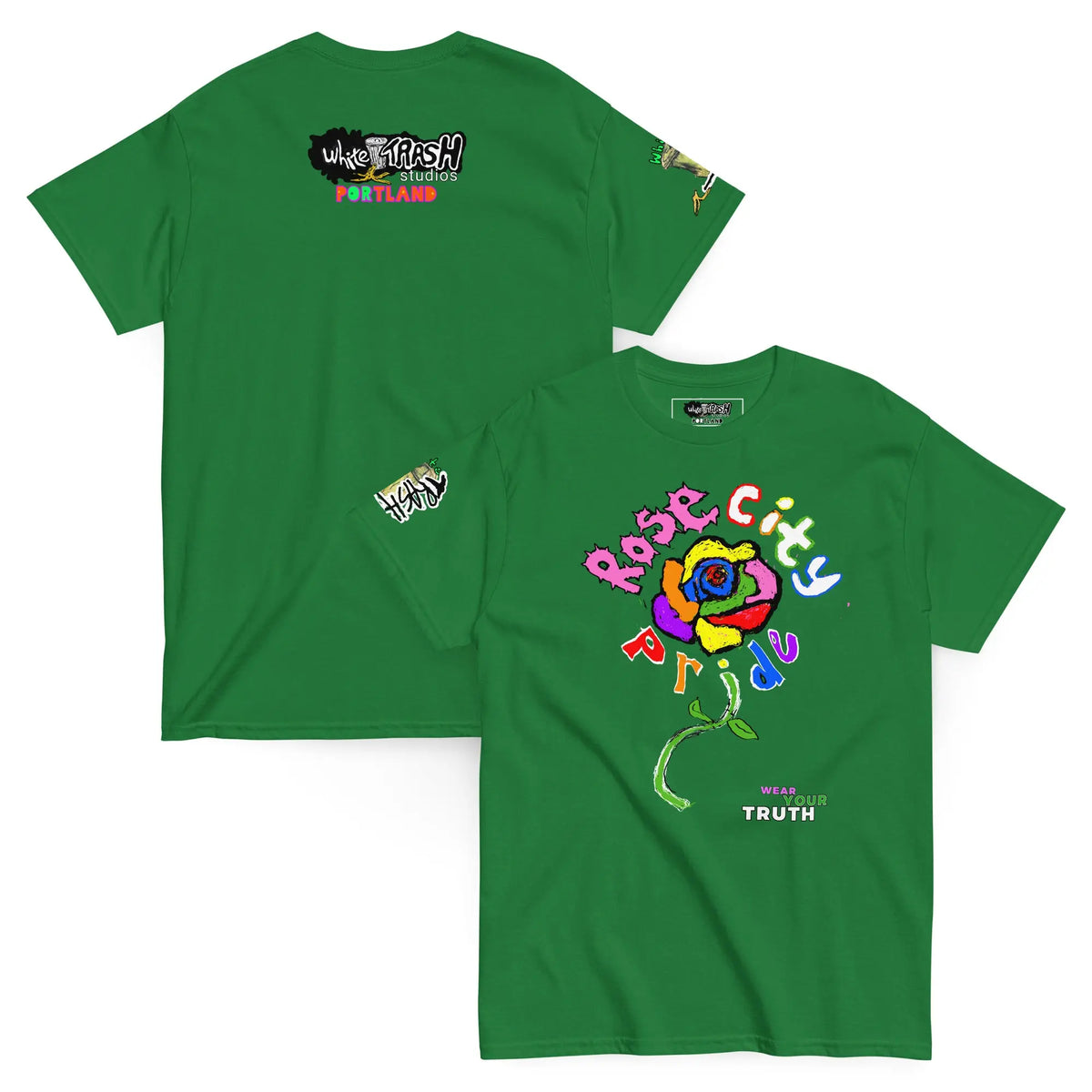 White Trash Studios Portland Original Art Graphic t-shirt  in Green