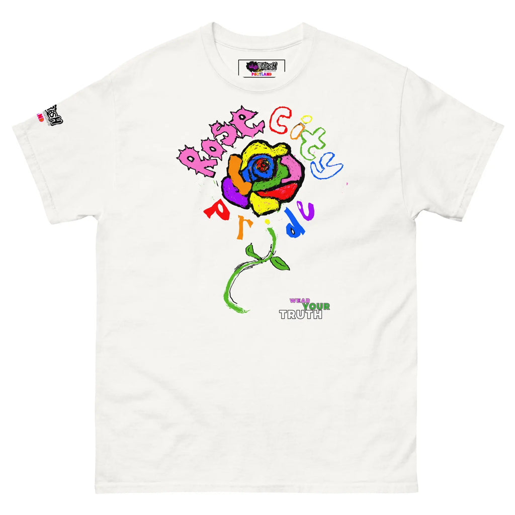 White Trash Studios Portland Pride Original Art Graphic t-shirt  in White
