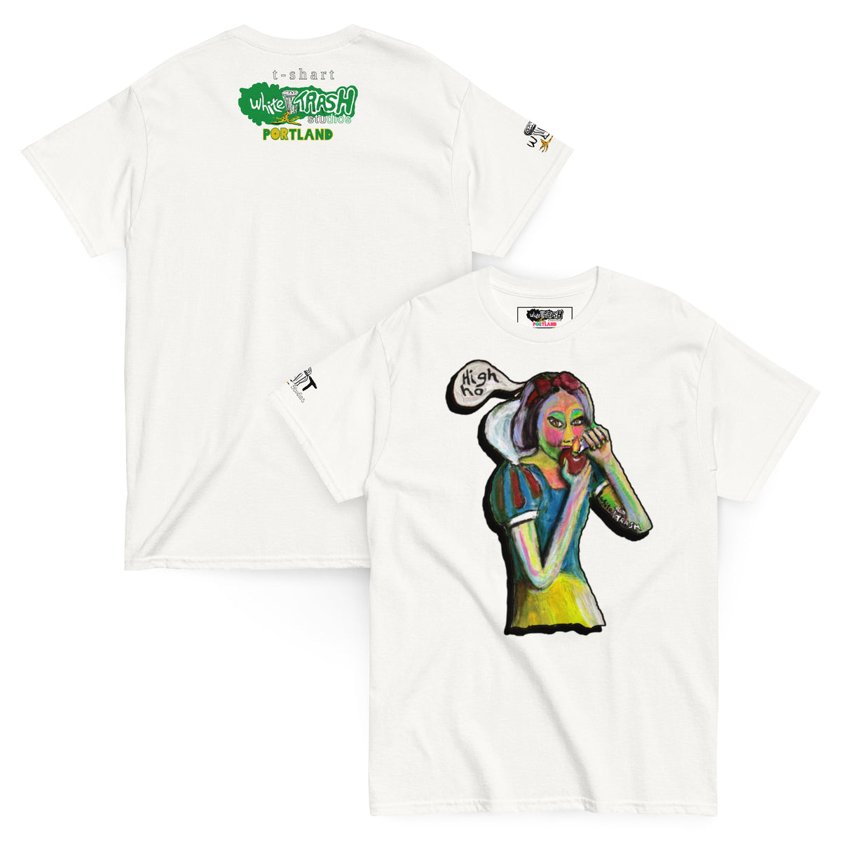 White Trash Studios Portland Original Art snow whited inspired classic graphic t-shirt  in White